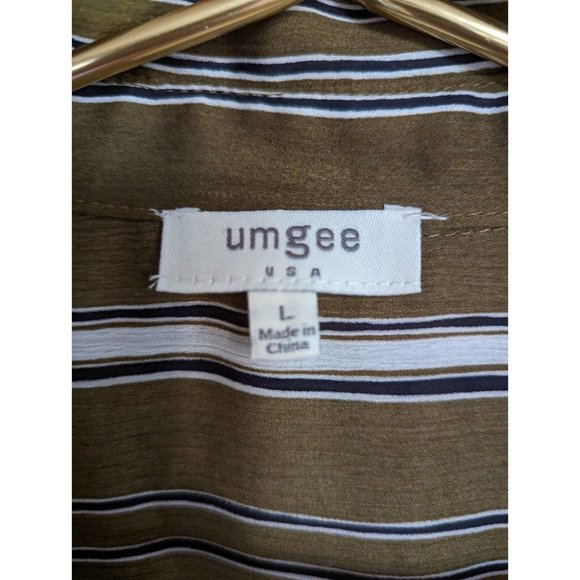 Umgee Top Womens Large Green White Striped Gauzy Oversized Tunic Blouse - Picture 7 of 8